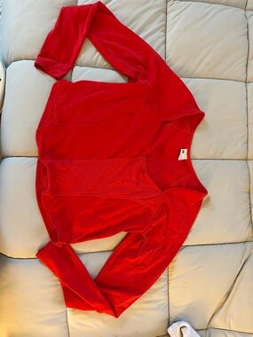 all in motion Bright Red Scoop Neck Top